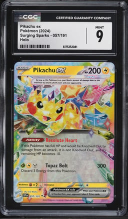 2024 Pokemon Scarlet & Violet Surging Sparks Holo Pikachu EX #57 CGC 9 MINT