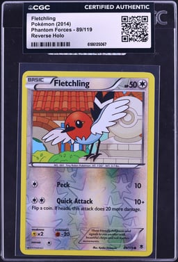 2014 Pokemon Phantom Forces Reverse Holo Fletchling #89 CGC AUTH