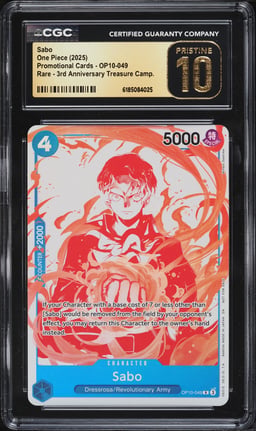2025 One Piece Promo Cards 3rd Anniversary Treasure Campaign Sabo #OP10-049 CGC 10 PRISTINE