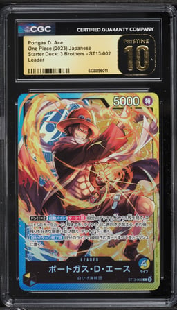 2023 One Piece Japanese Starter Deck 3 Brothers Leader Portgas D. Ace #ST13-002 CGC 10 PRISTINE