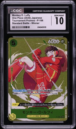 2026 One Piece Japanese Tournament Standard Battle Winner Alt Art Monkey D. Luffy #P-106 CGC 10