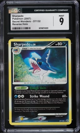 2007 Pokemon Diamond & Pearl Secret Wonders Reverse Holo Sharpedo #37 CGC 9 MINT