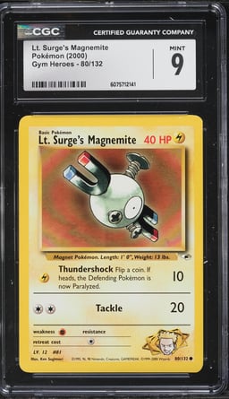 2000 Pokemon Gym Heroes Lt. Surge's Magnemite #80 CGC 9 MINT