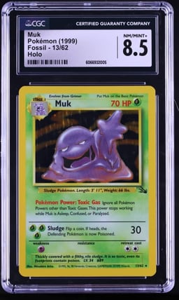 1999 Pokemon Fossil Holo Muk #13 CGC 8.5 NM-MT+