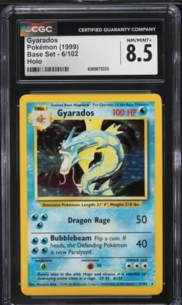 1999 Pokemon Base Set Holo Gyarados #6 CGC 8.5 NM-MT+