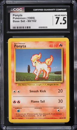 1999 Pokemon Base Set Ponyta #60 CGC 7.5 NRMT+