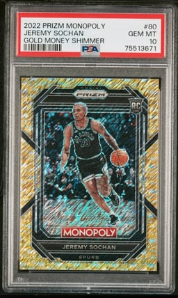 2022 PANINI PRIZM MONOPOLY #80 JEREMY SOCHAN ROOKIE RC 242/500 PSA 10