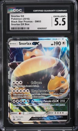 2016 Pokemon Sun & Moon Black Star Promo Holo Snorlax Gx #SM05 CGC 5.5 EX+