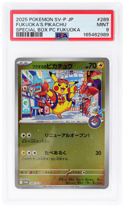 2025 Pokemon Scarlet and Violet Promo Japanese Pokemon Center Special Box Fukuoka's Pikachu #289SVP PSA 9