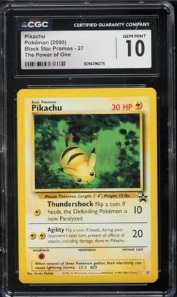 2000 Pokemon Black Star Promo The Power Of One Pikachu #27 CGC 10 GEM MINT