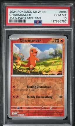 2024 Pokemon Mew En-151 5 Pack Mini Tin Charmander #004 PSA 10 GEM MINT