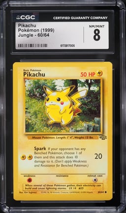 1999 Pokemon Jungle Pikachu #60 CGC 8 NM-MT