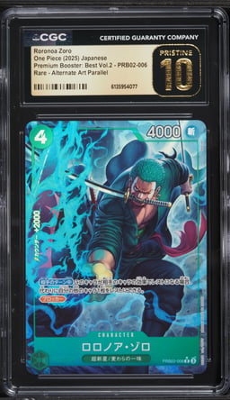2025 One Piece Japanese Premium Best Vol 2 Alt Art Roronoa Zoro #PRB02-006 CGC 10 PRISTINE