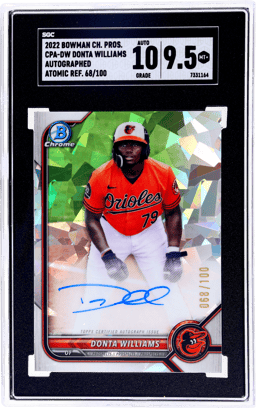 2022 Bowman Chrome Prospect Autograph Atomic Refractor Donta Williams #CPADW 68/100 SGC 9.5