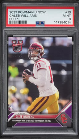 2023 Bowman University Now Purple Caleb Williams ROOKIE /25 #10 PSA 9 MINT
