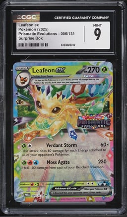 2025 Pokemon Scarlet & Violet Prismatic Evolutions Surprise Box Leafeon ex #6 CGC 9 MINT
