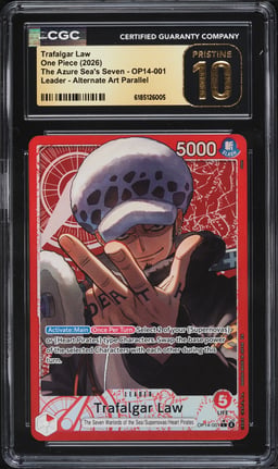 2026 One Piece The Azure Sea's Seven Alt Art Trafalgar Law L #OP14-001 CGC 10 PRISTINE
