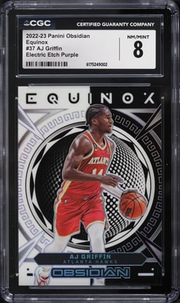 2022 Panini Obsidian Equinox Electric Etch Purple AJ Griffin #37 CGC 8 NM-MT