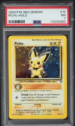 2000 Pokemon Neo Genesis Holo Pichu #12 PSA 7 NRMT