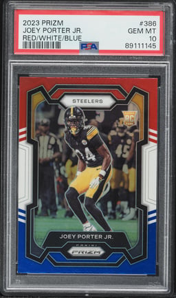2023 Panini Prizm Red White Blue Joey Porter Jr. ROOKIE #386 PSA 10 GEM MINT