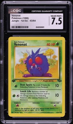 1999 Pokemon Jungle 1st Edition Venonat #63 CGC 7.5 NRMT+