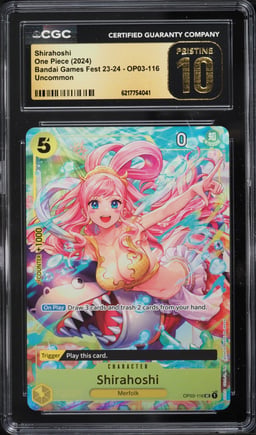 2024 One Piece Bandai Games Fest '23-'24 Alt Art Shirahoshi #OP03-116 CGC 10 PRISTINE