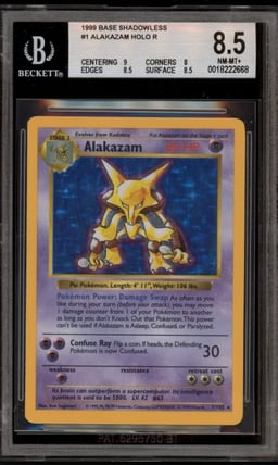 Pokemon Alakazam Base Set Shadowless Holo Rare #1 BGS 8.5