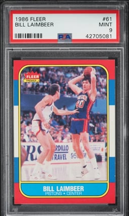 1986 Fleer Basketball Bill Laimbeer #61 PSA 9 MINT