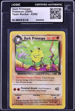 2000 Pokemon Team Rocket Dark Primeape #43 CGC AUTH