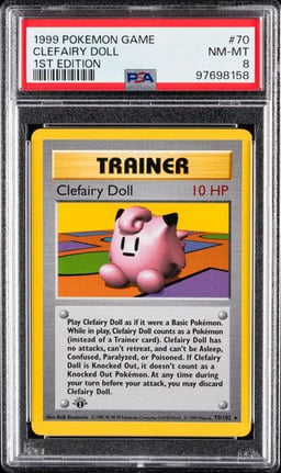 1999 POKEMON GAME #70 CLEFAIRY DOLL 1ST EDITION PSA 8