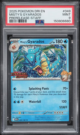 2025 Pokemon Scarlet & Violet Destined Rivals Prerelease Staff Misty's Gyarados #49 PSA 9 MINT