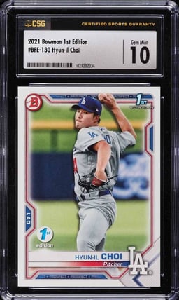 2021 Bowman 1st Edition Hyun-il Choi ROOKIE #BFE-130 CSG 10 GEM MINT
