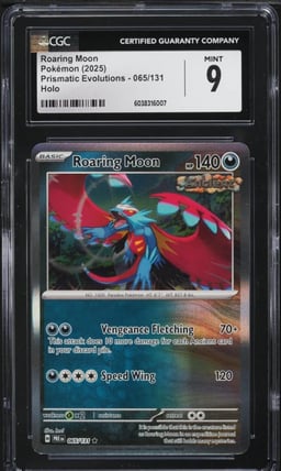 2025 Pokemon SV Prismatic Evolutions Holo Roaring Moon #65 CGC 9 MINT