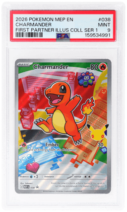 2026 Pokemon Black Star Mega Evolution First Partner Illustration Collection 30th Anniversary Charmander #038 PSA 9