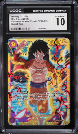 2024 One Piece Emperors In The New World SEC Monkey D. Luffy #OP09-119 CGC 10 GEM MINT