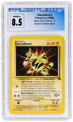 1999 Pokemon Wizards of the Coast Black Star Promo Mewtwo Strikes Back Electabuzz #2 CGC 8.5