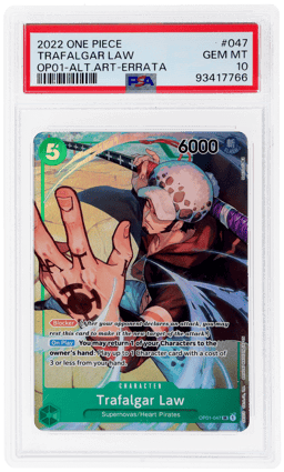 2022 One Piece Romance Dawn Alternate Art Errata Trafalgar Law #OP01047 PSA 10