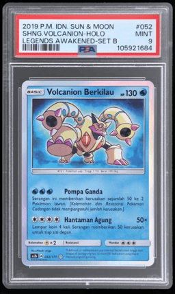 2019 Pokemon Sun and Moon Legends Awakened Set B Indonesian Holo Shining Volcanion #52 PSA 9