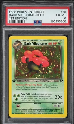2000 Pokemon Team Rocket 1st Edition Holo Dark Vileplume #13 PSA 6 EXMT