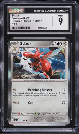 2023 Pokemon Scarlet & Violet Obsidian Flames Holo Scizor #141 CGC 9 MINT