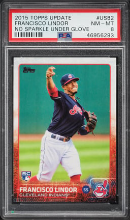 2015 Topps Update No Sparkle Under Glove Francisco Lindor ROOKIE #US82 PSA 8 NM-MT