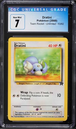 2000 Pokemon Team Rocket Dratini #53 CGC 7 NRMT