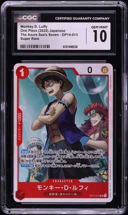 2025 One Piece Japanese The Azure Sea's Seven SR Monkey D. Luffy #OP14-013 CGC 10 GEM MINT