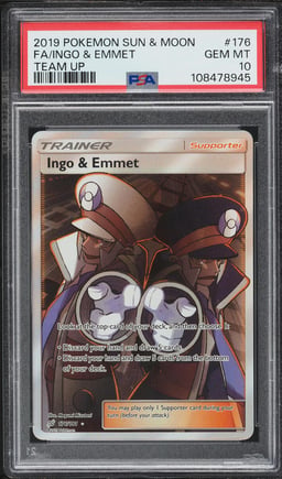 2019 Pokemon Sun & Moon Team Up Full Art Ingo & Emmet #176 PSA 10 GEM MINT
