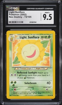 2002 Pokemon Neo Destiny Light Sunflora #72 CGC 9.5 MINT+