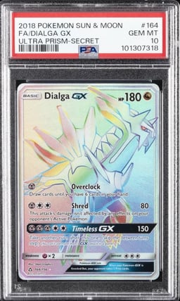 2018 POKEMON SUN & MOON ULTRA PRISM SECRET #164 FULL ART/DIALGA GX PSA 10