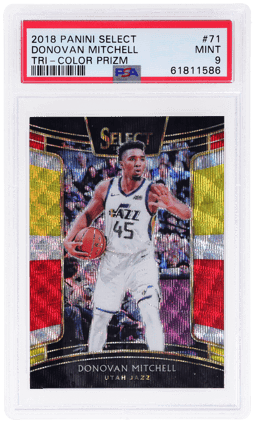 2018 Panini Select Concourse Tri Color Prizm Donovan Mitchell #71 PSA 9