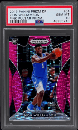 2019 Panini Prizm Draft Picks Pink Pulsar Prizm Zion Williamson #64 PSA 10