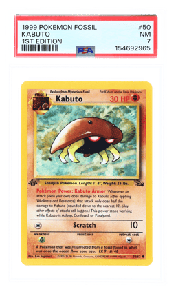 1999 Pokemon Fossil 1st Edition Kabuto #50 PSA 7