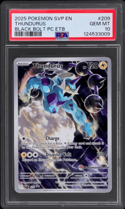 2025 Pokemon Scarlet and Violet Black Star Black Bolt Promo Pokemon Center Elite Trainer Box Thundurus #209 PSA 10